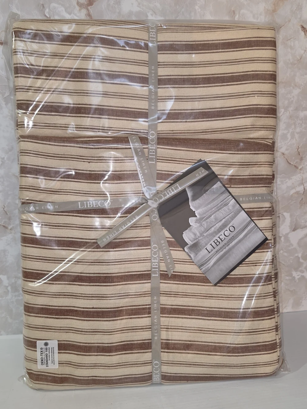 Libeco Belgian Linen Antibes Old Red Striped King Duvet Set